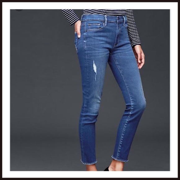 GAP Denim - GAP True Skinny Distressed Jeans Frayed Ankle 34R
